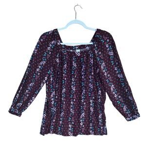 Old Navy Floral Boho Peasant Top Sz M Cottagecore Romantic Feminine Prairie Core